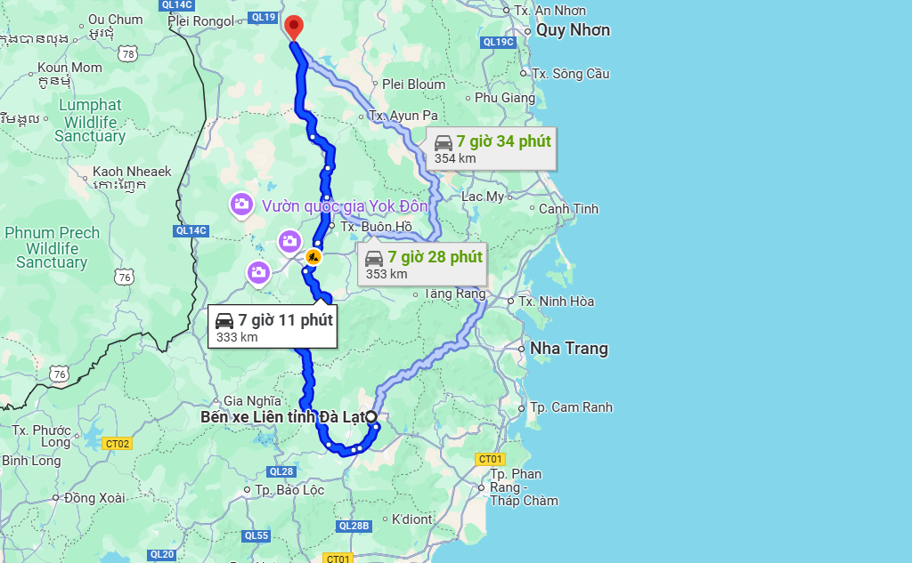 xe khách bến xe liên tỉnh đà lạt đi chư sê gia lai