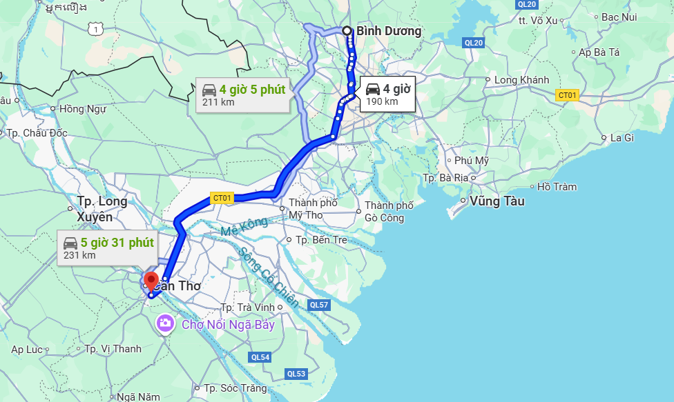 xe khách bình dương đi bến xe cần thơ mới