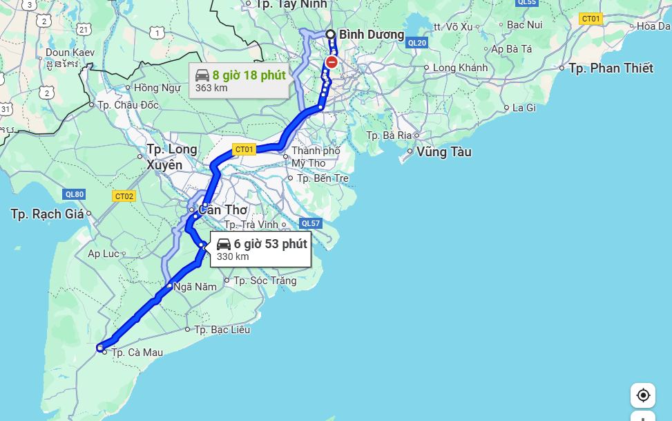 xe khách bình dương đi bến xe cà mau