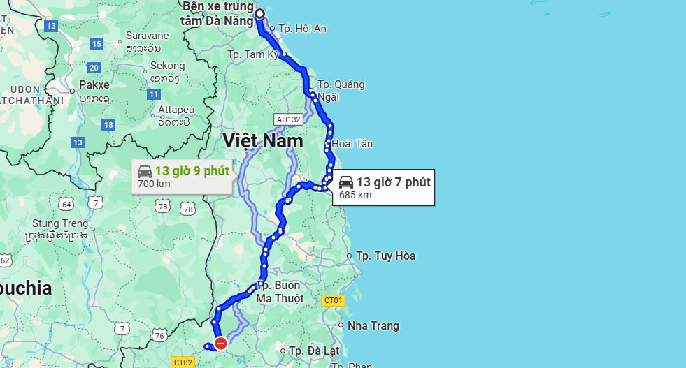 xe khách bến xe trung tâm đà nẵng đi bến xe kiến đức đắk nông